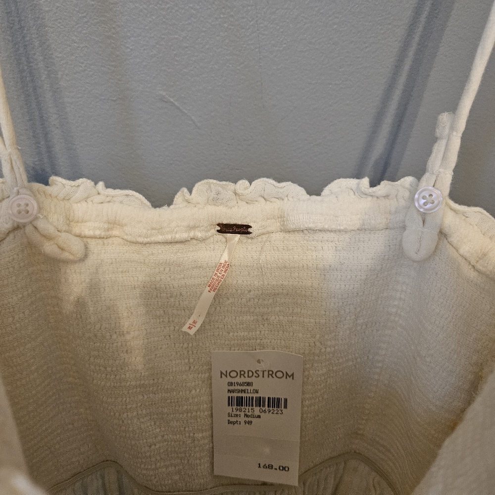 New Free People Women’s Sweet Nothings Cotton Gauze Midi Sundress Ivory Medium M - Picture 4 of 6